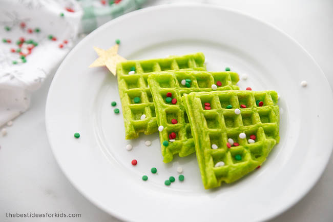 Christmas Tree Waffles Breakfast