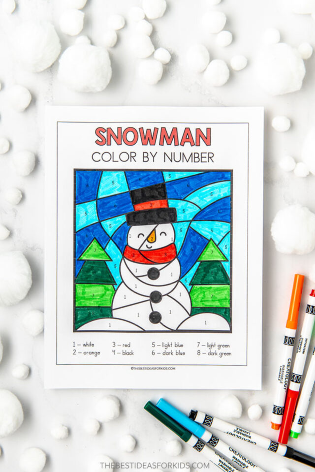 Color by Number Snowman