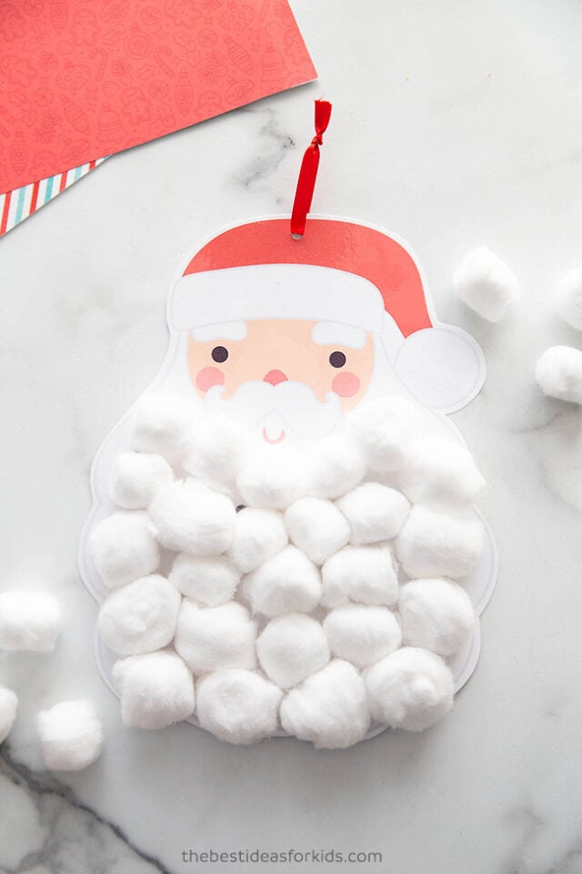 Cotton Ball Santa Beard Countdown