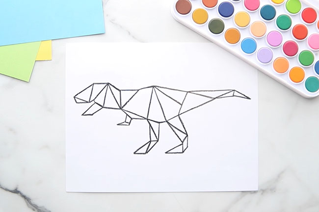 Dinosaur Template with Black Crayon