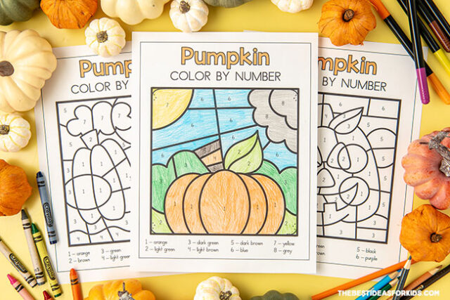 Free Printable Pumpkin Color by Number Pages
