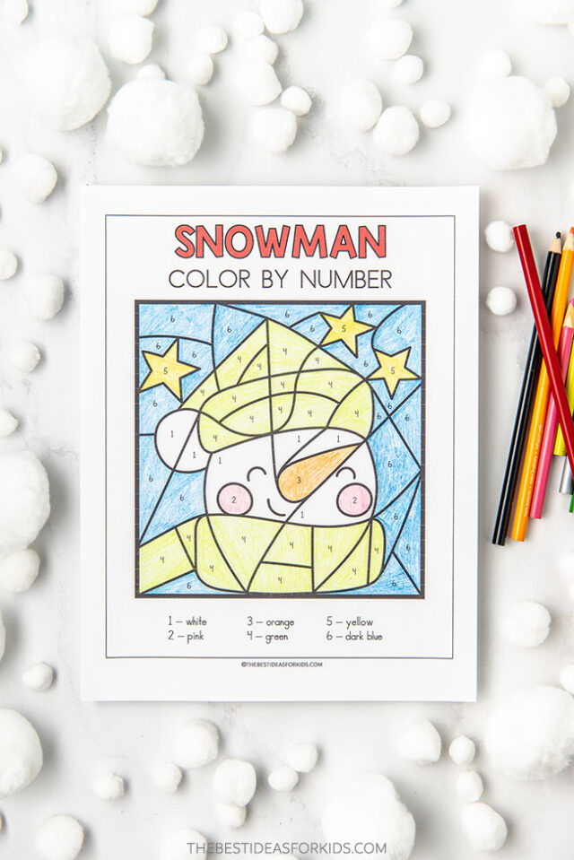 Free Printable Snowman Color by Number