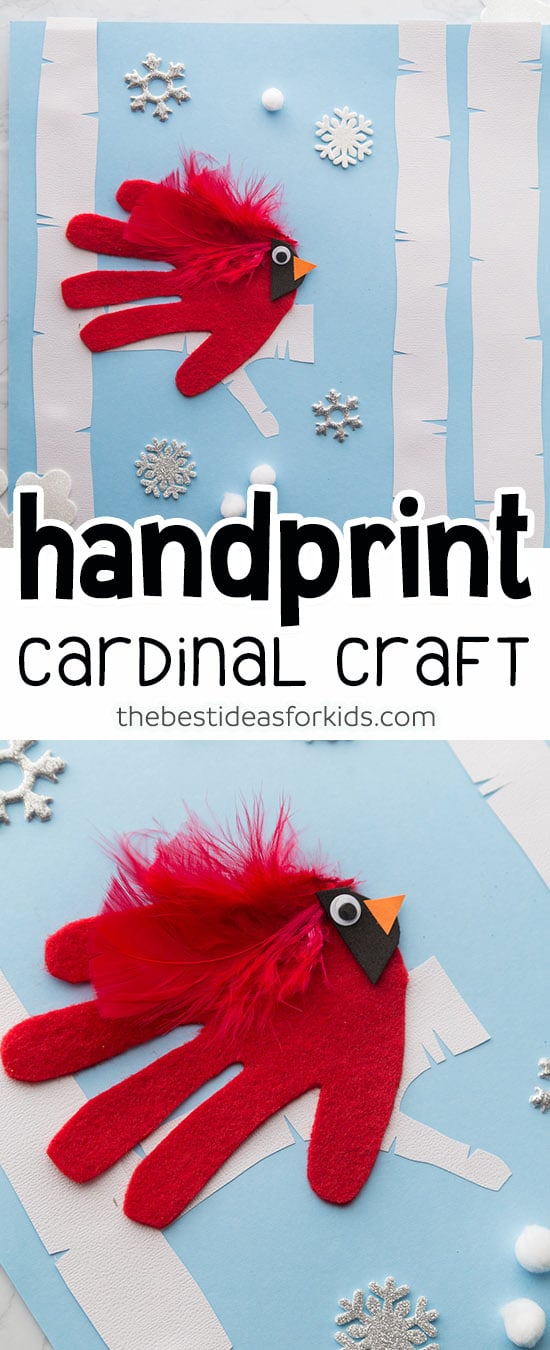 Handprint Cardinal Winter Craft