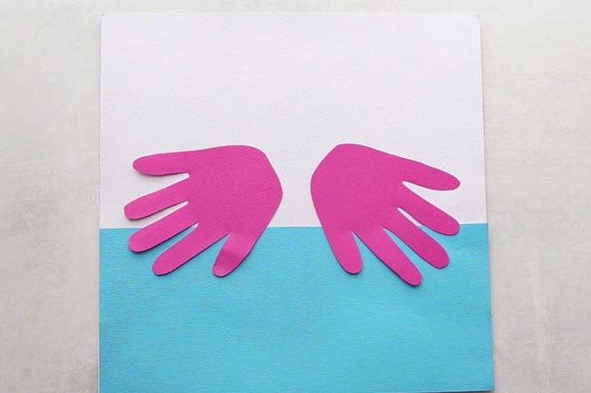 Handprints for Flamingo Craft