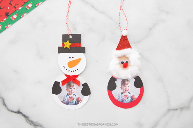 Paper Snowman and Santa Ornament Craft