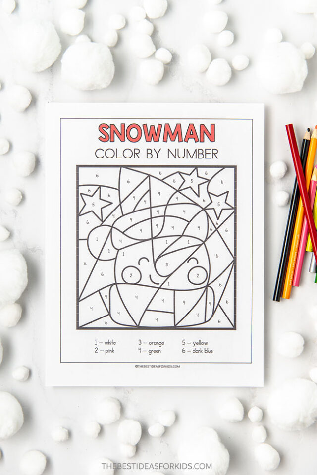 Printable Snowman Color by Number Sheet