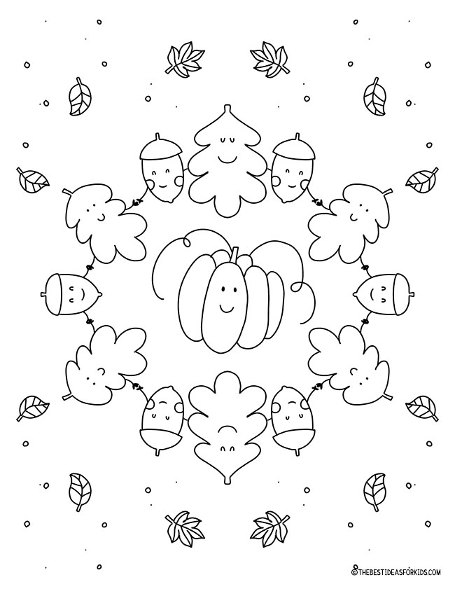 Pumpkin and Acorn Coloring Page