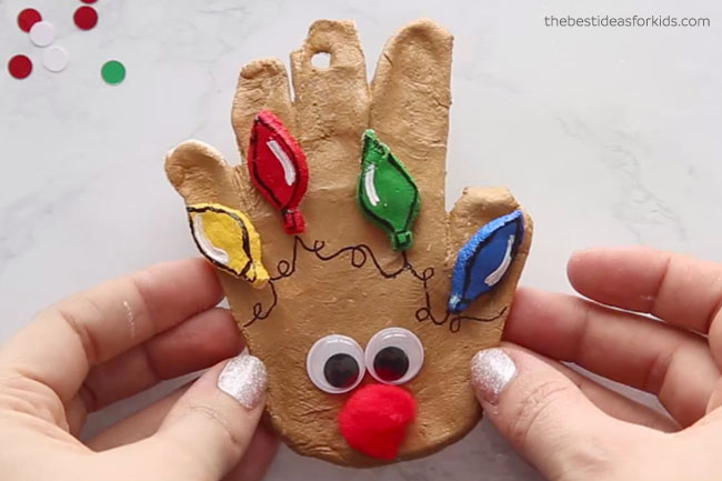 Salt Dough Reindeer Handprint Ornament