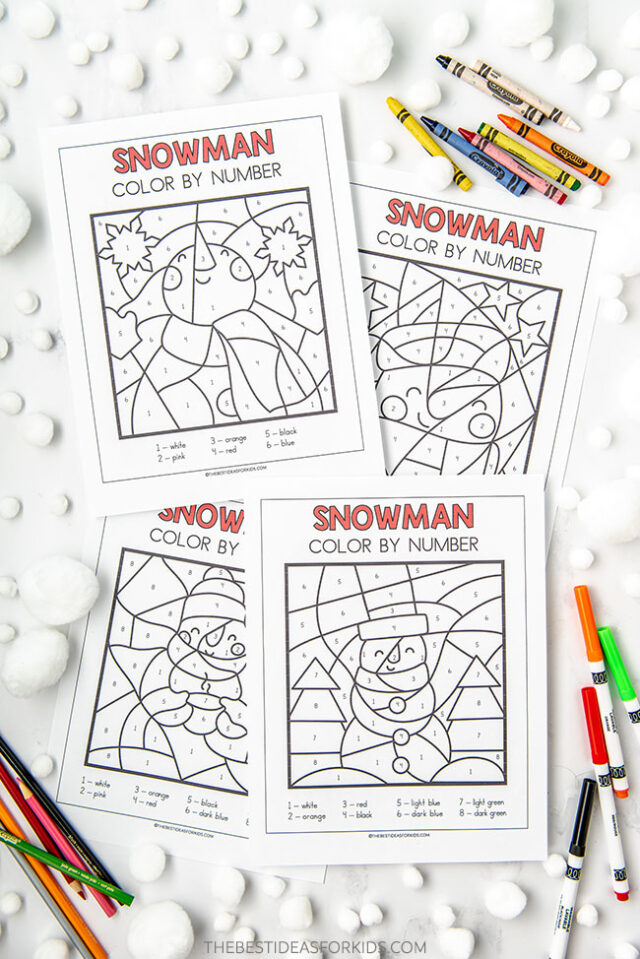 Snowman Color by Number Free Printables