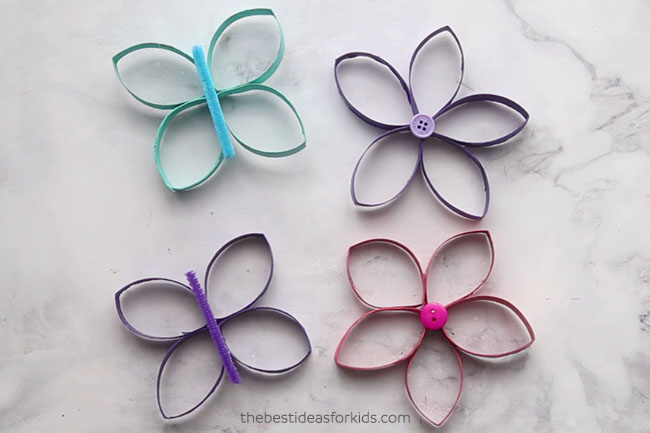 Toilet Paper Roll Butterflies and Flowers